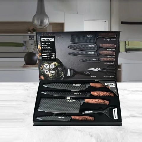 Kitchen Knife Set Six Piece Non Stick Diamond Blade