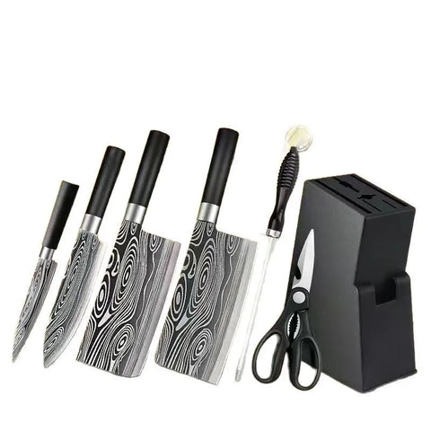Damascus Steel Kitchen Knife Set Complete