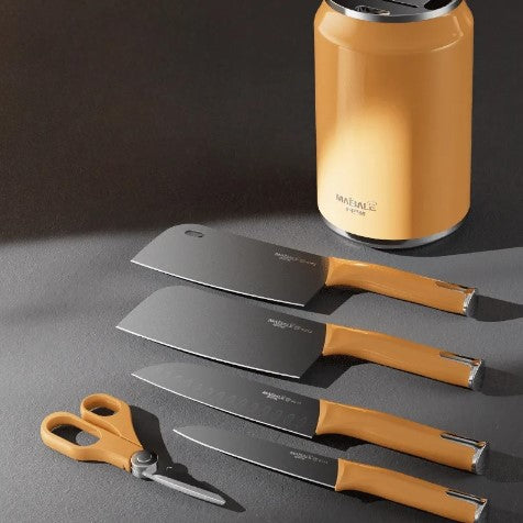 Titanium Blade Kitchen Knife Set With Block Holder