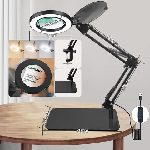 Led Magnifying Lamp With Light Adjustable Desk Clamp