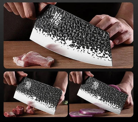 Kitchen Knife Set Household Forged Steel Wood Holder