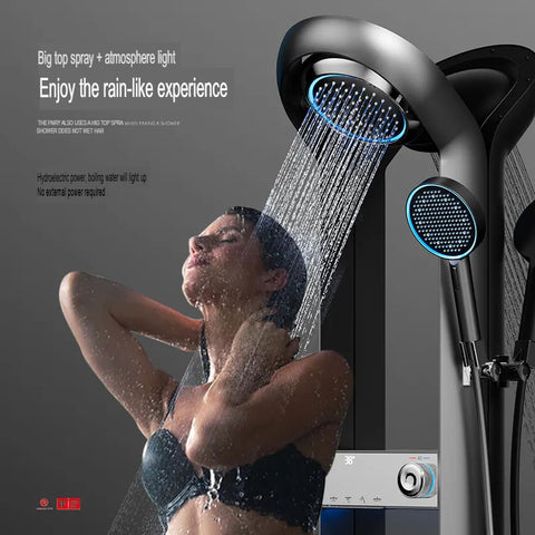 White Thermostatic Shower Set With Storage And Display