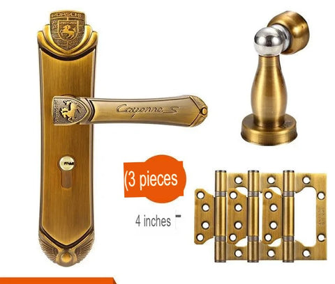 Door Handles Yellow Bronze Modern Lever Latch Security
