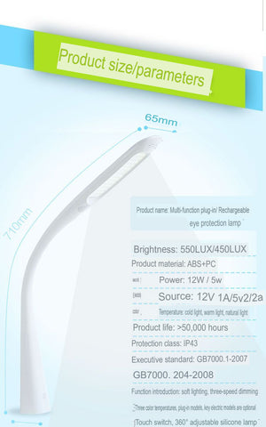 Rechargeable LED Desk Lamp Eye Protection Foldable