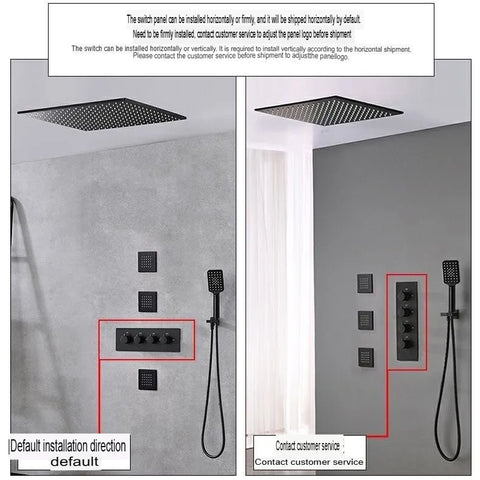 Black All Copper Concealed Wall Mounted Thermostatic Shower