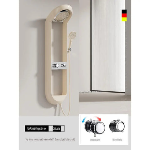 White Thermostatic Shower Set With Storage And Display