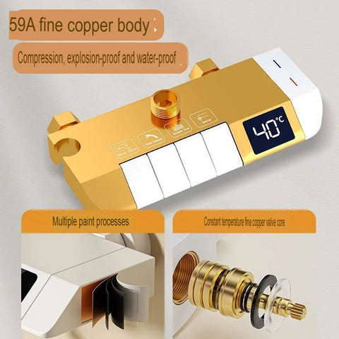 All Copper Shower Head Set Thermostatic Pressurized