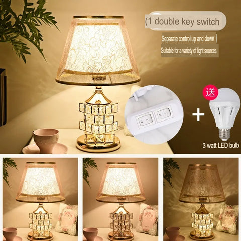 European Style Crystal Table Lamp Luxury Bedside