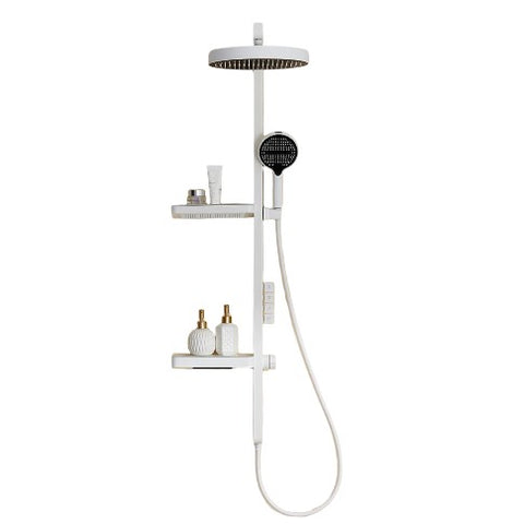 Thermostatic Shower Set With Storage Shelf White