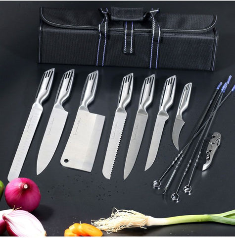 Portable Outdoor Camping Knife Set With Storage Bag