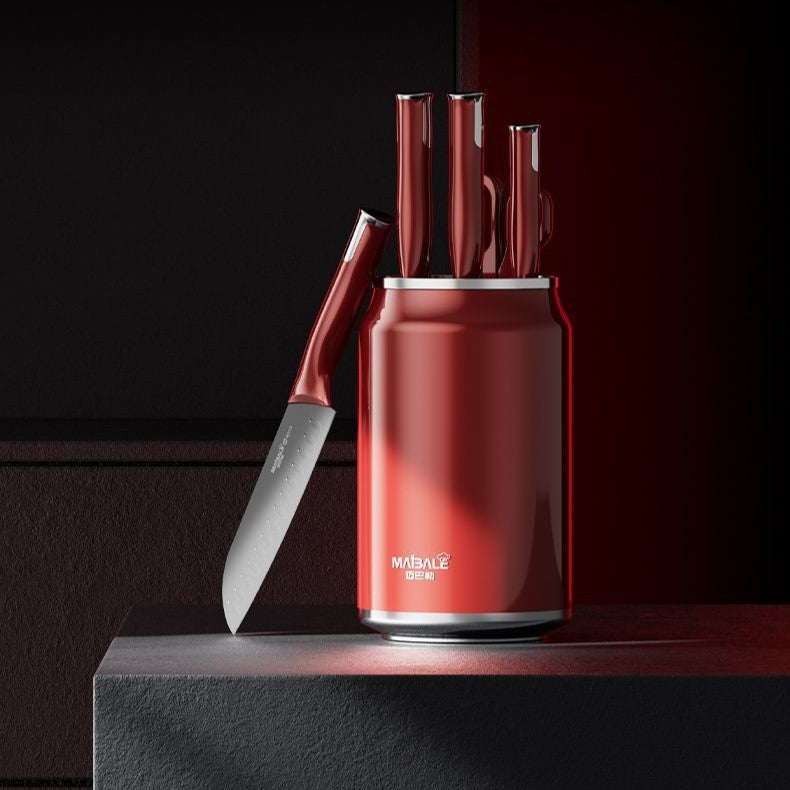 Titanium Blade Kitchen Knife Set With Block Holder