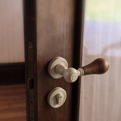 French Retro Bedroom Door Lock Walnut Silent Handle