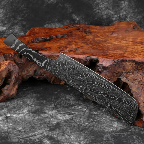 Damascus Steel Kitchen Knife Blank Black Blade Sharp
