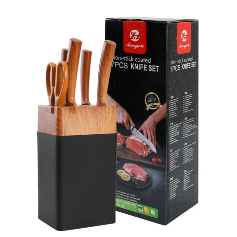 Kitchen Knife Set 7 Piece Stainless Steel Block
