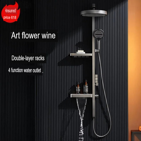 Thermostatic Shower Set With Storage Shelf White