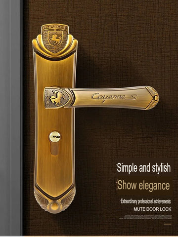 Door Handles Yellow Bronze Modern Lever Latch Security