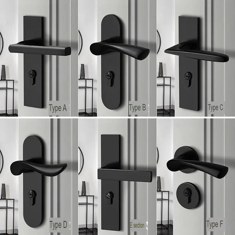 Black Door Lock Indoor Bedroom Bathroom Handle Split Lock