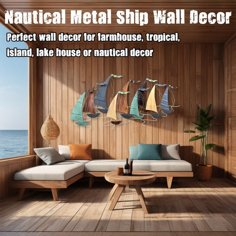Vintage Sailboat Metal Wall Art