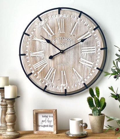 Farmhouse Wooden Wall Clock Numerals