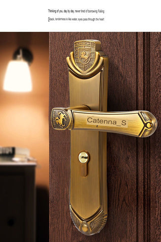 Door Handles Yellow Bronze Modern Lever Latch Security