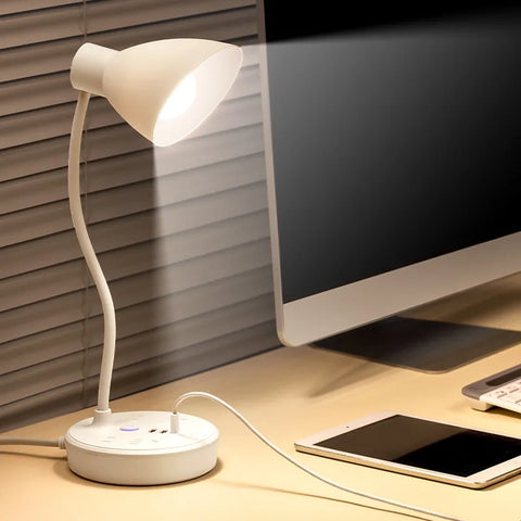 LED Desk Lamp With Power Strip USB Charging Ports