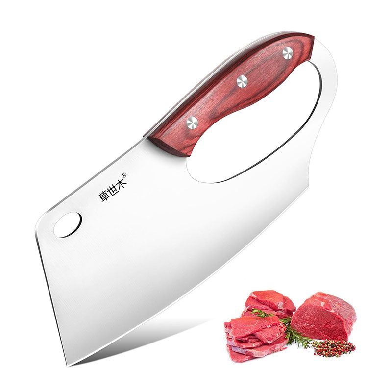 Kitchen Cleaver Knife Solid Wood Handle Chopping Tool