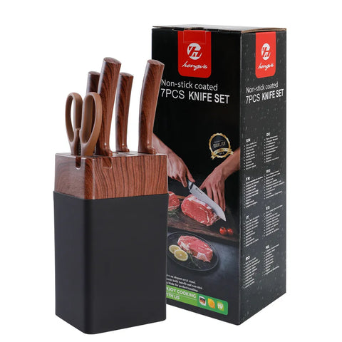 Kitchen Knife Set 7 Piece Stainless Steel Block