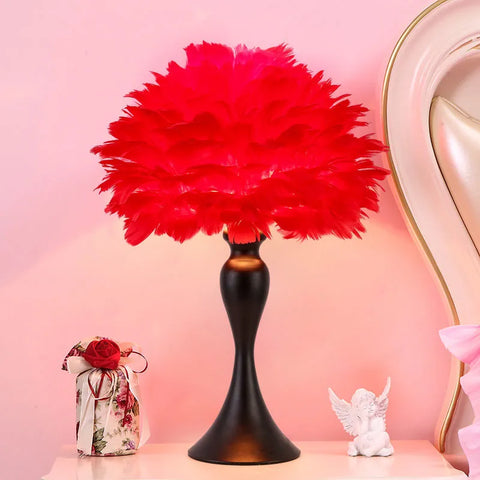 Nordic Feather Lamp Bedroom Bedside Night Light