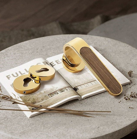 Door Lock Household Handle Indoor Wood Grain Solid Bedroom Wooden Mute