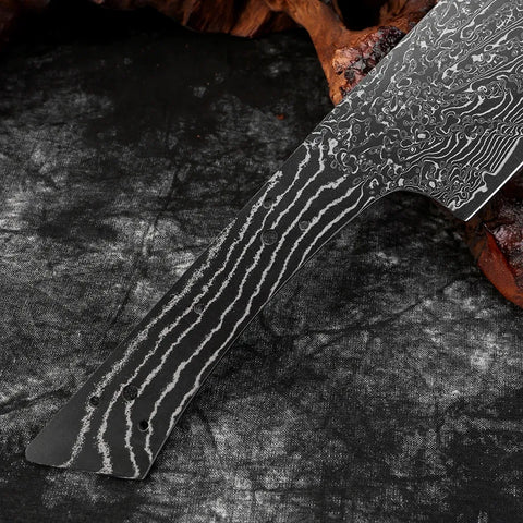 Damascus Steel Kitchen Knife Blank Black Blade Sharp
