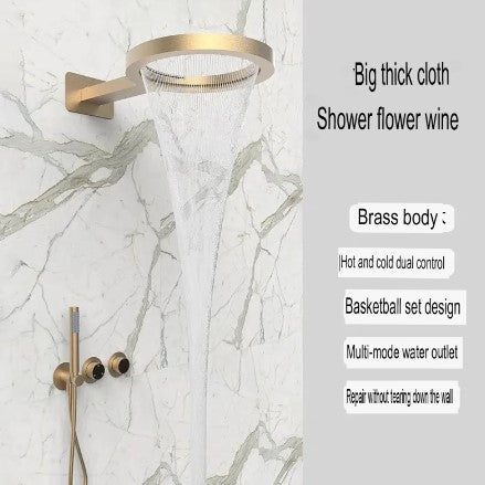 Authentic Concealed Shower Set Wall-Mounted Pressurized Copper