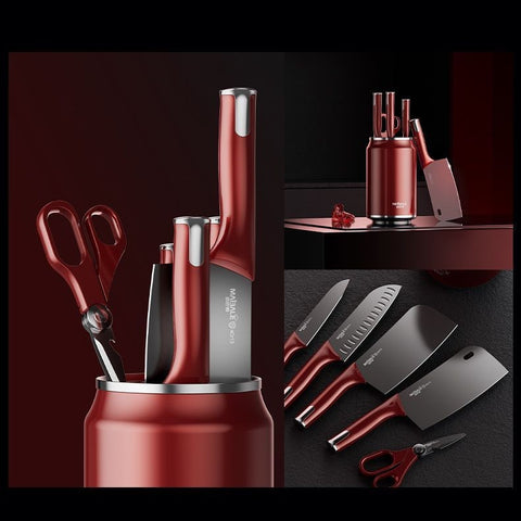 Titanium Blade Kitchen Knife Set With Block Holder