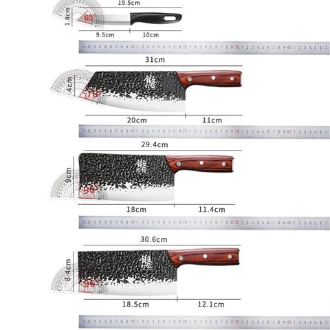Kitchen Knife Set Household Forged Steel Wood Holder