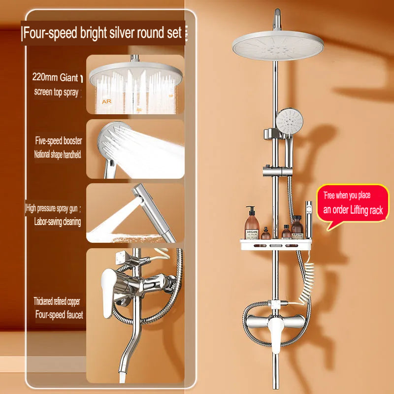 All Copper Shower Head Set Rain Shower Booster