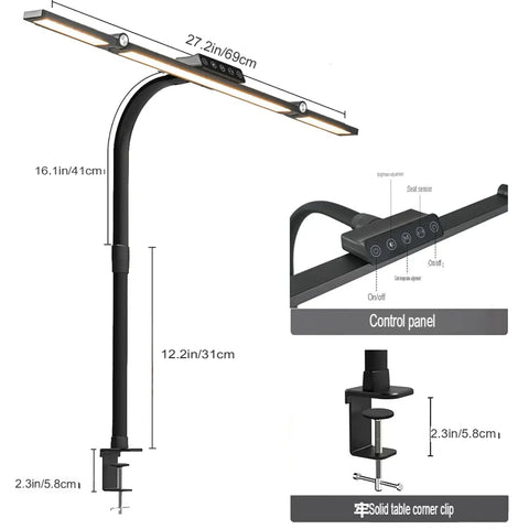 LED Desk Lamp Adjustable Clip On Study Light Eye Care