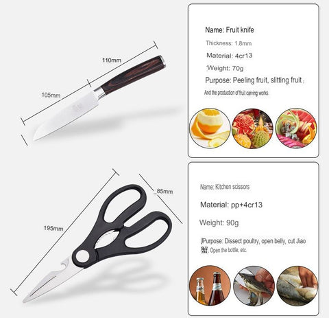 Kitchen Knife Set Seven Piece Stainless Steel