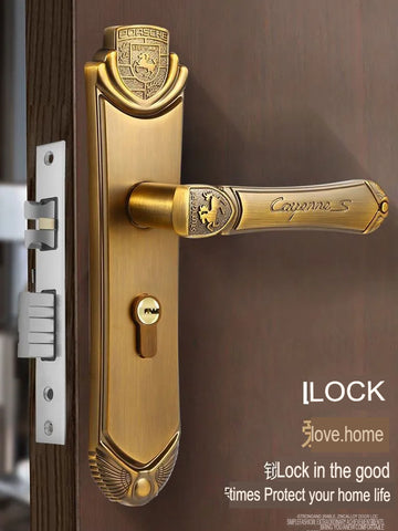 Door Handles Yellow Bronze Modern Lever Latch Security