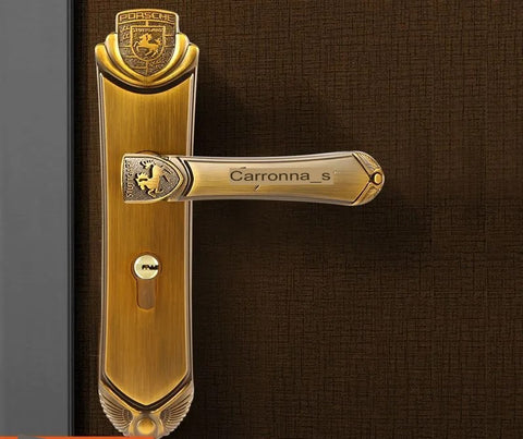 Door Handles Yellow Bronze Modern Lever Latch Security