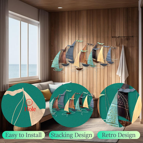 Vintage Sailboat Metal Wall Art