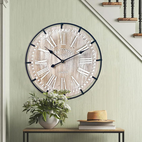 Farmhouse Wooden Wall Clock Numerals
