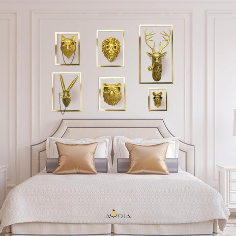 Vintage Gold Animal Head Wall Sculptures