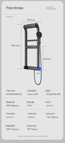 Thermostatic Copper Shower Set Digital Storage