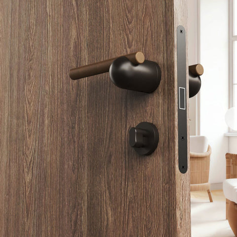 Chinese Door Lock Indoor Bedroom Split Wooden Bronze