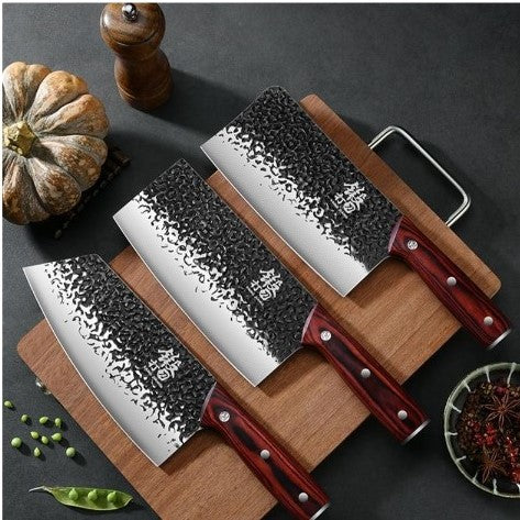 Kitchen Knife Set Household Forged Steel Wood Holder