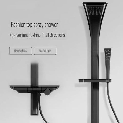 Thickened Black All Copper Shower Head Set