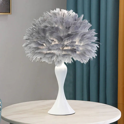 Nordic Feather Lamp Bedroom Bedside Night Light