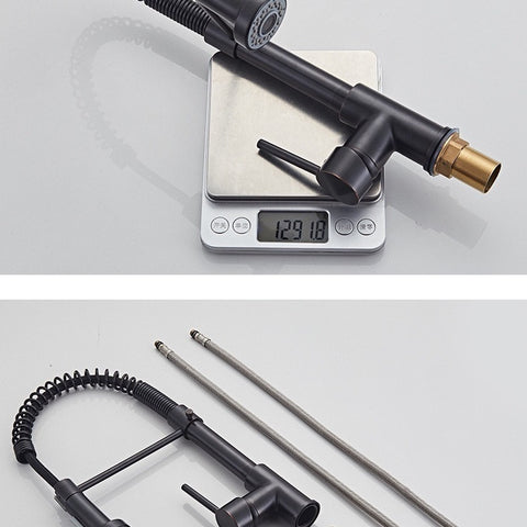 Silver Brass Spring Kitchen Faucet