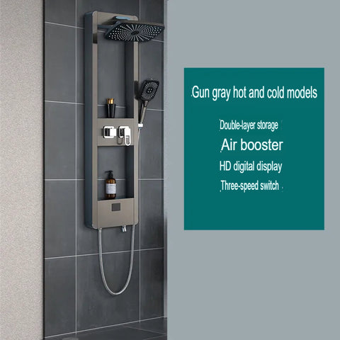 Gunmetal Gray Thermostatic Shower With Digital Display