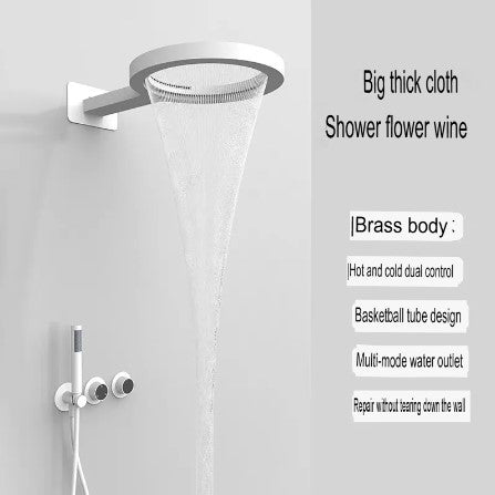 Authentic Concealed Shower Set Wall-Mounted Pressurized Copper