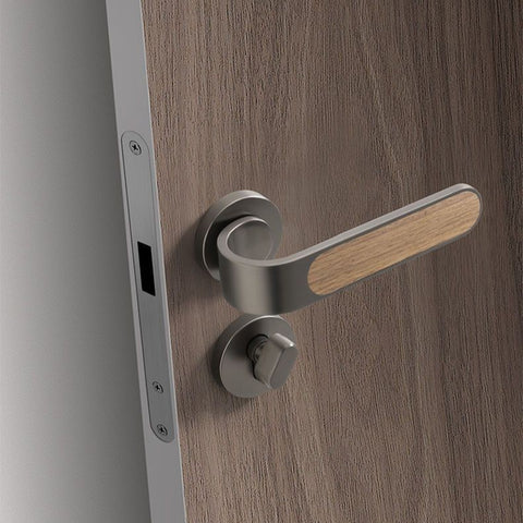 Door Lock Household Handle Indoor Wood Grain Solid Bedroom Wooden Mute